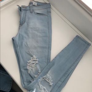 High Waisted light wash skinny jeans